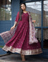 Designer Party Wear Heavy Readymade Gown With Dupatta Collection Purple Faux Blooming Georgette Gown Front View